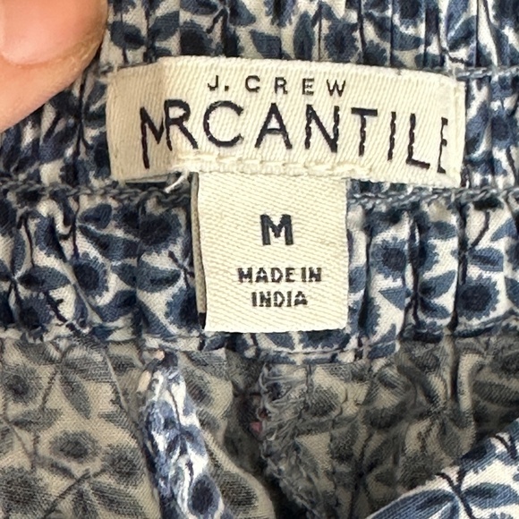J. Crew Mercantile Floral Blue Pink Lightweight Size Medium Pull On Drawstring - Picture 2 of 4